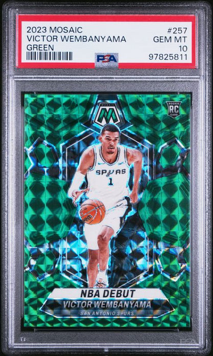 2023 Panini Mosaic Victor Wembanyama #257 Green PSA 10