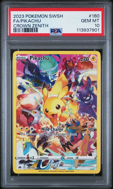 2023 Pokemon Sword and Shield Crown Zenith Full Art/Pikachu #160 PSA 10