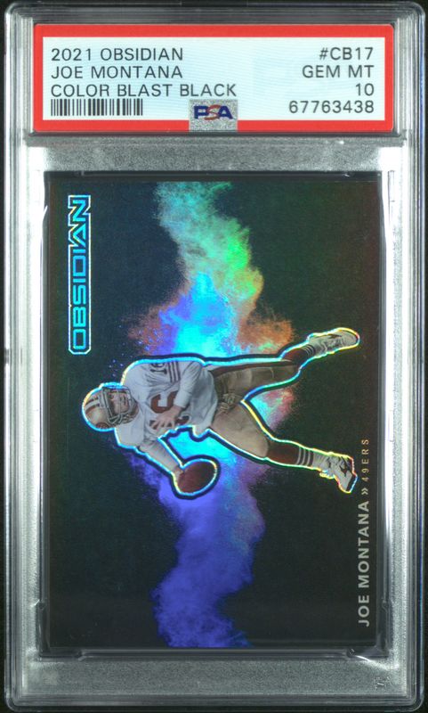 2021 Panini Obsidian Color Blast Black Joe Montana #CB17 PSA 10