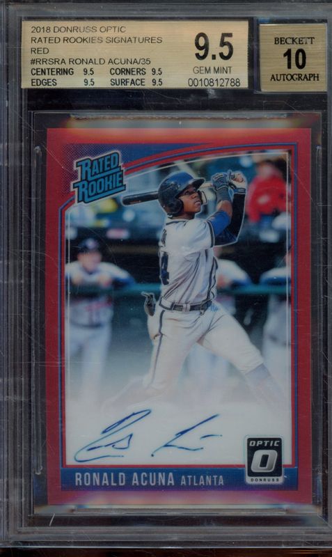 2018 Donruss Optic Rated Rookies Signatures Red Ronald Acuna/35 #RRSRA BGS 9.5