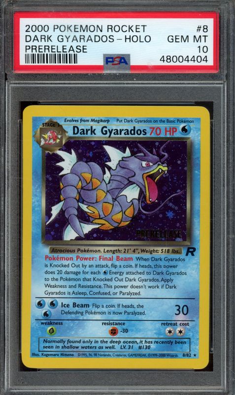 2000 Pokemon Rocket Dark Gyarados-Holo #8 Prerelease PSA 10