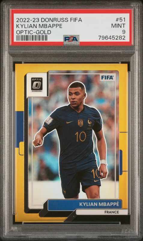 2022 Panini Donruss FIFA Kylian Mbappe #51 Optic-Gold PSA 9