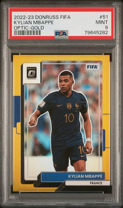 2022 Panini Donruss FIFA Kylian Mbappe #51 Optic-Gold PSA 9
