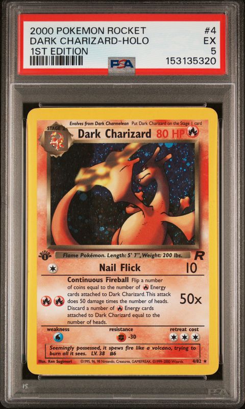 2000 Pokemon Rocket Dark Charizard-Holo #4 1st Edition PSA 5