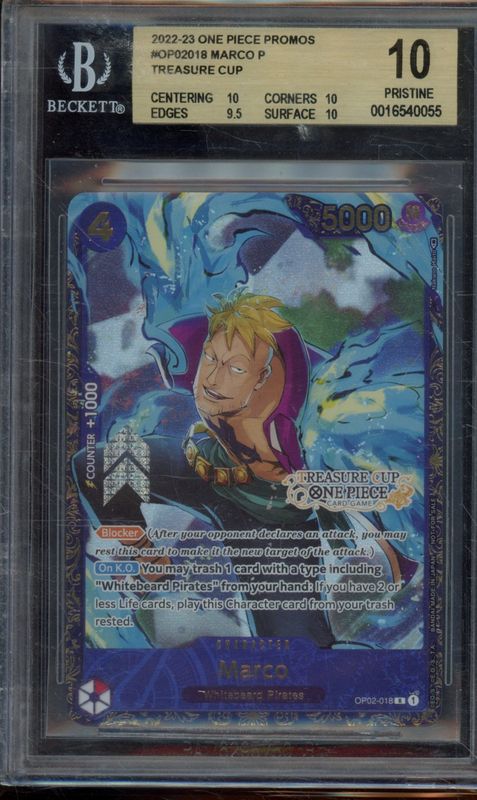 2022 One Piece Promos Marco P/(Treasure Cup) #OP02018 BGS 10 Pristine