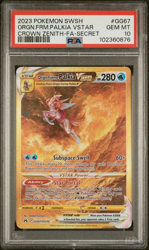 2023 Pokemon Sword and Shield Crown Zenith Full Art/Origin Forme Palkia Vstar #GG67 Secret PSA 10