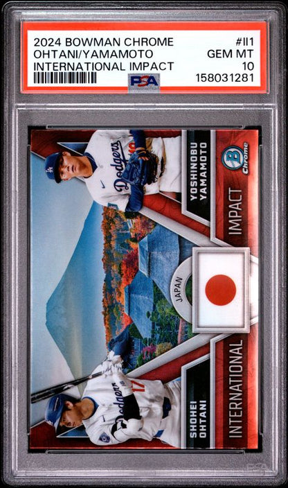2024 Bowman Chrome International Impact Shohei Ohtani/Yoshinobu Yamamoto #II1 PSA 10