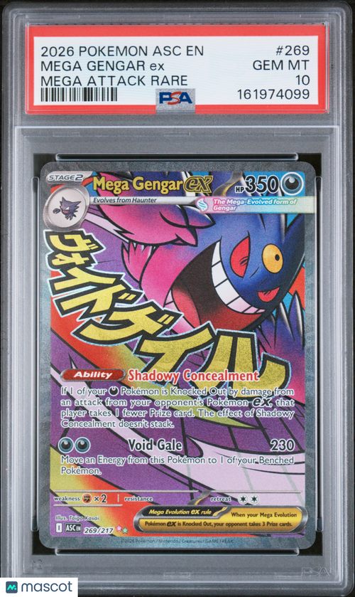 2026 Pokemon Asc EN-Ascended Heroes Mega Gengar EX #269 Mega Attack Rare PSA 10