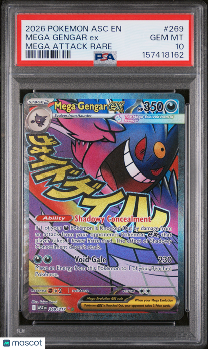 2026 Pokemon Asc EN-Ascended Heroes Mega Gengar EX #269 Mega Attack Rare PSA 10