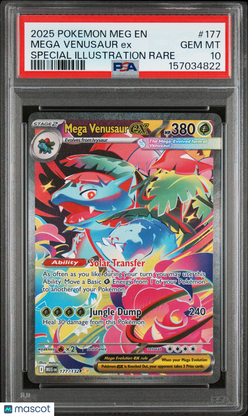 2025 Pokemon Meg EN-Mega Evolution Mega Venusaur EX #177 Special Illustration Rare PSA 10