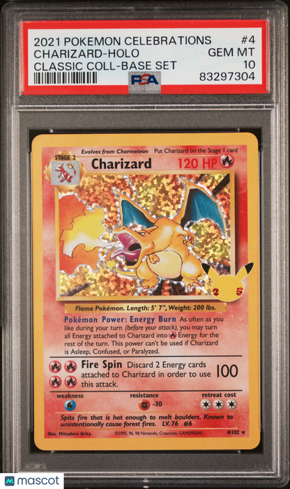 2021 Pokemon Celebrations Classic Collection Charizard #4 Classic Coll-Base Set PSA 10
