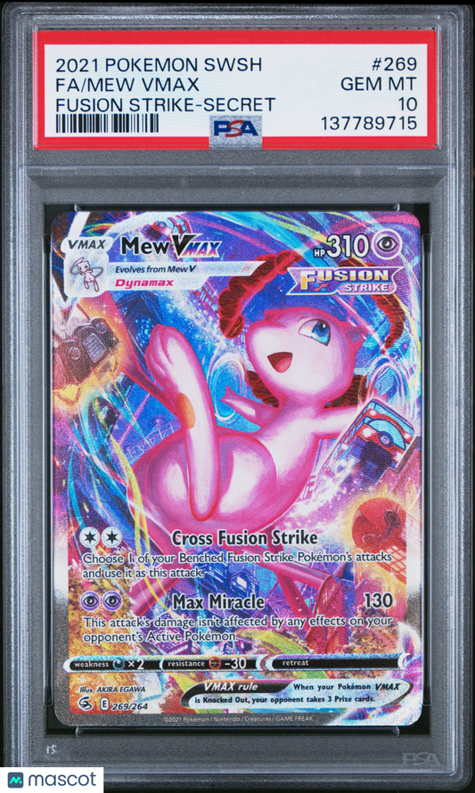 2021 Pokemon Sword & Shield Fusion Strike Mew VMAX #269 Fa Fusion Strike-Secret PSA 10
