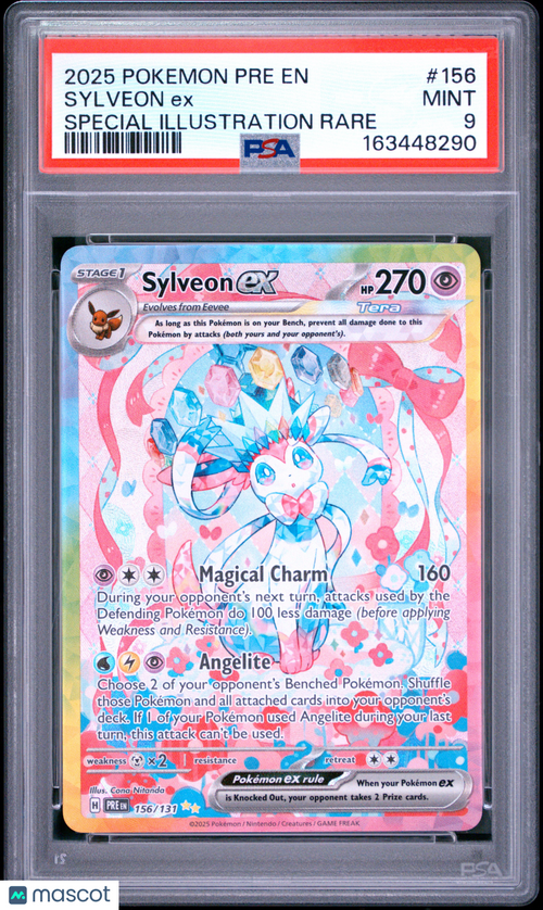 2025 Pokemon Pre EN-Prismatic Evolutions Sylveon EX #156 Special Illustration Rare PSA 9