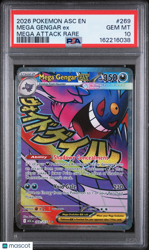 2026 Pokemon Asc EN-Ascended Heroes Mega Gengar EX #269 Mega Attack Rare PSA 10