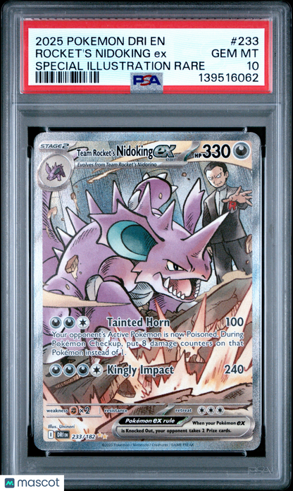 2025 Pokemon Dri EN-Destined Rivals Rocket's Nidoking EX #233 Special Illustration Rare PSA 10