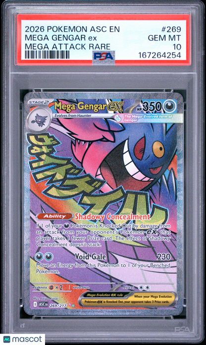 2026 Pokemon Asc EN-Ascended Heroes Mega Gengar EX #269 Mega Attack Rare PSA 10