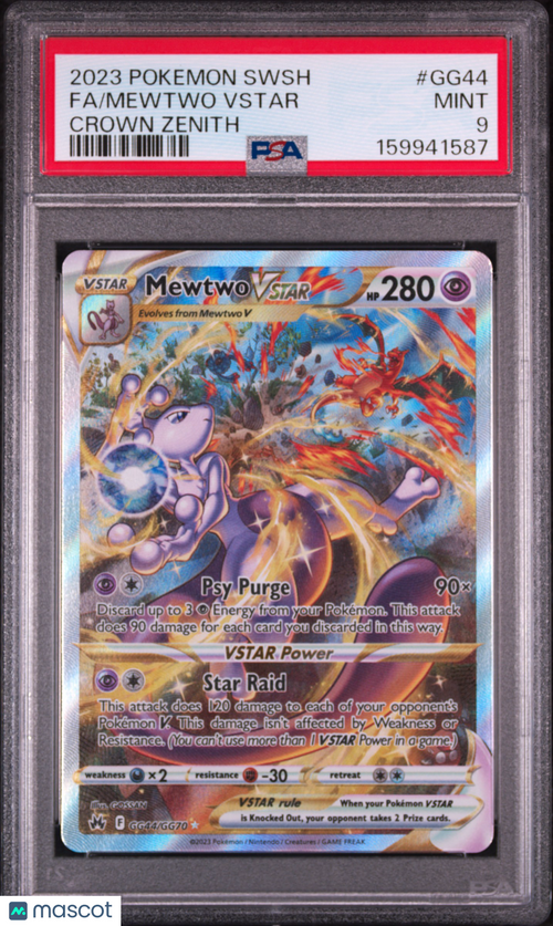 2023 Pokemon Sword And Shield Crown Zenith Mewtwo VSTAR #GG44 Fa Crown Zenith PSA 9