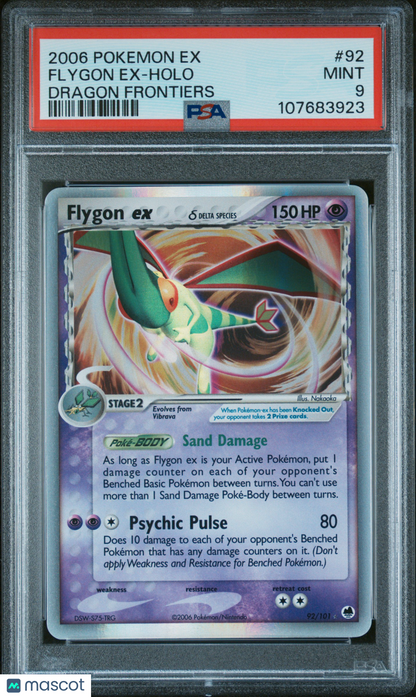 2006 Pokemon EX Dragon Frontiers Flygon EX #92 Dragon Frontiers PSA 9