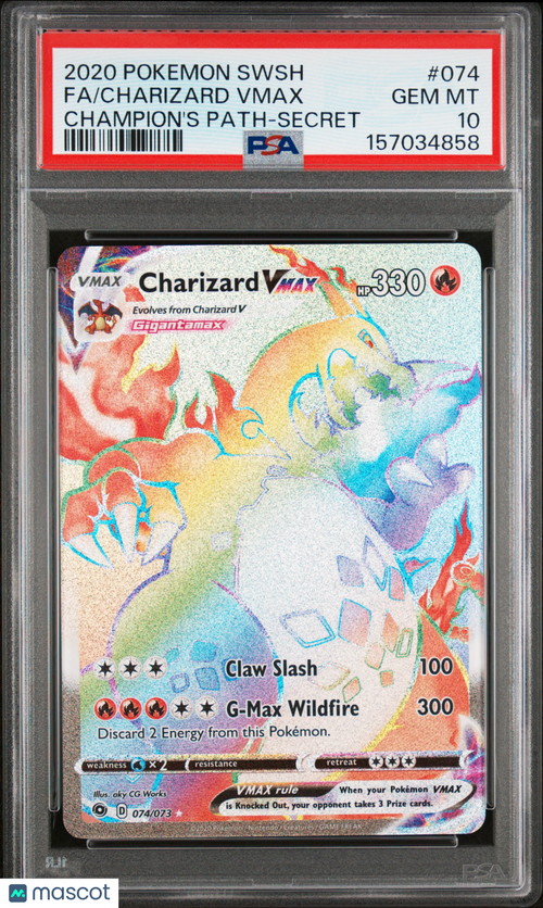 2020 Pokemon Sword & Shield Champion's Path Charizard VMAX #074 Fa Champion's Path-Secret PSA 10