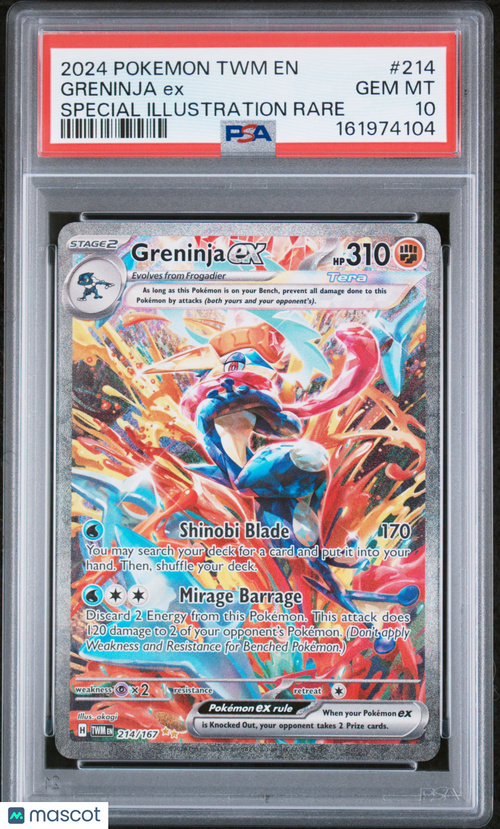 2024 Pokemon TWM EN-Twilight Masquerade Greninja EX #214 Special Illustration Rare PSA 10