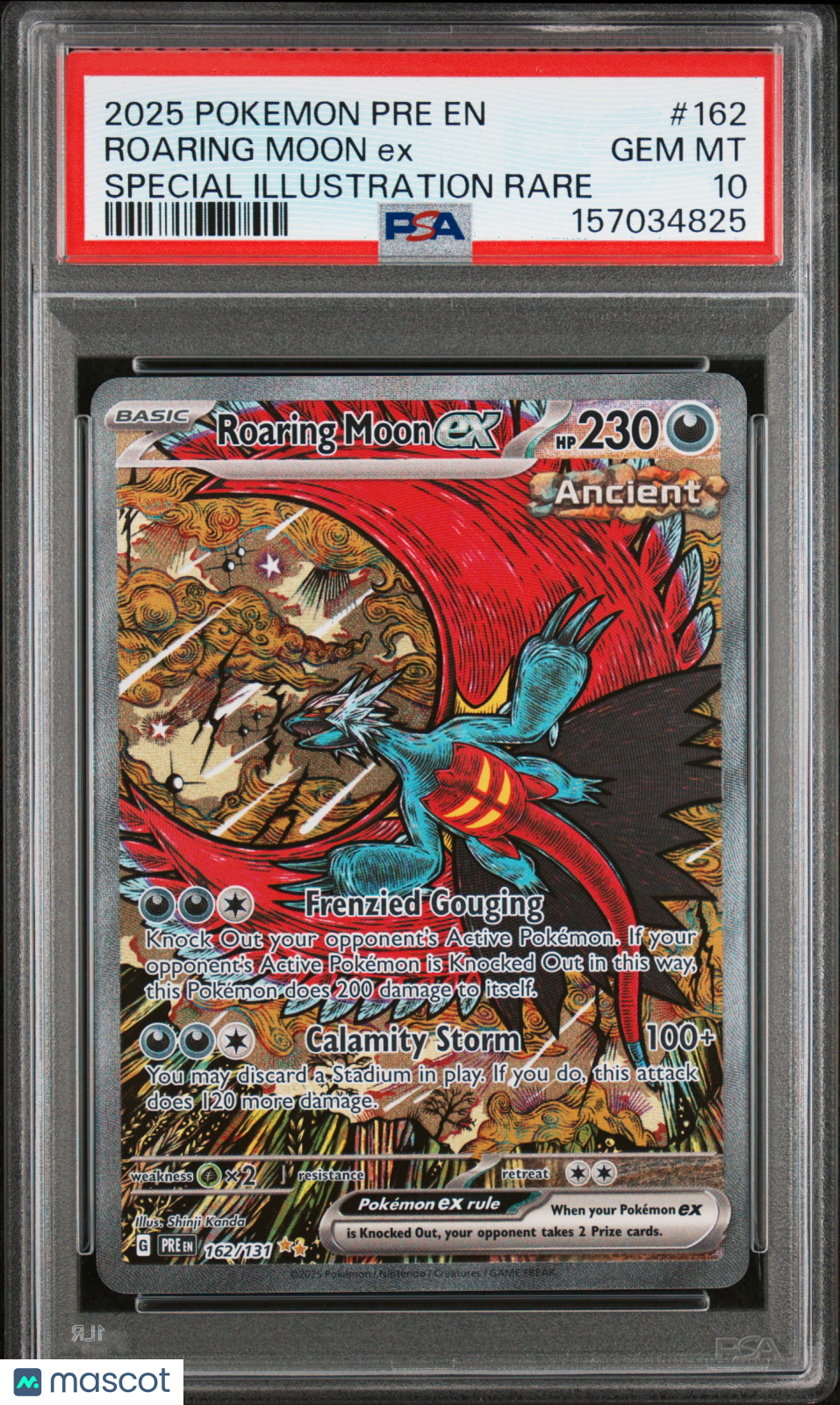 2025 Pokemon Pre EN-Prismatic Evolutions Roaring Moon EX #162 Special Illustration Rare PSA 10