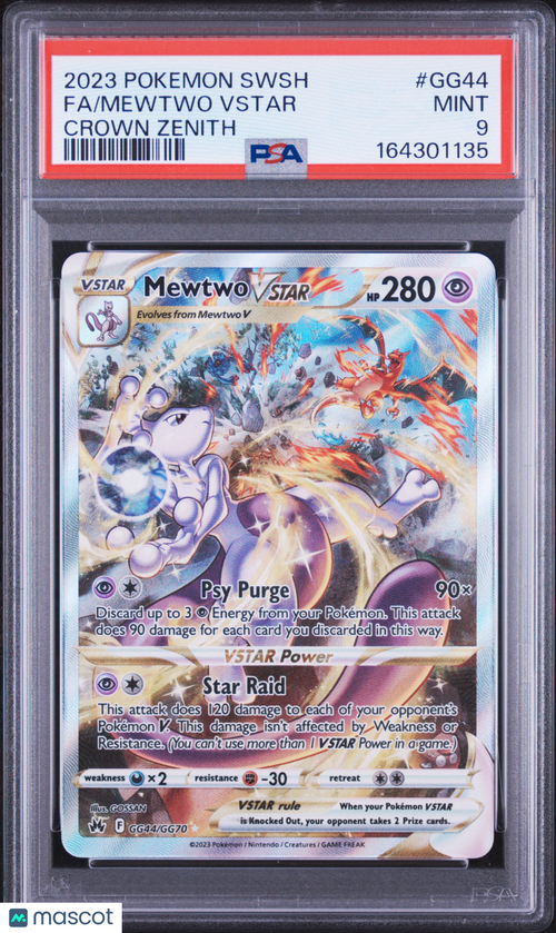2023 Pokemon Sword And Shield Crown Zenith Mewtwo VSTAR #GG44 Crown Zenith Fa PSA 9