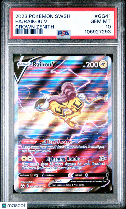 2023 Pokemon Sword And Shield Crown Zenith Raikou V #GG41 Crown Zenith Fa PSA 10