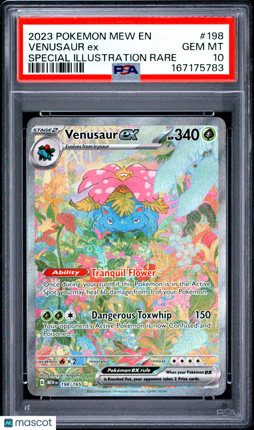 2023 Pokemon Mew EN-151 Venusaur EX #198 Special Illustration Rare PSA 10