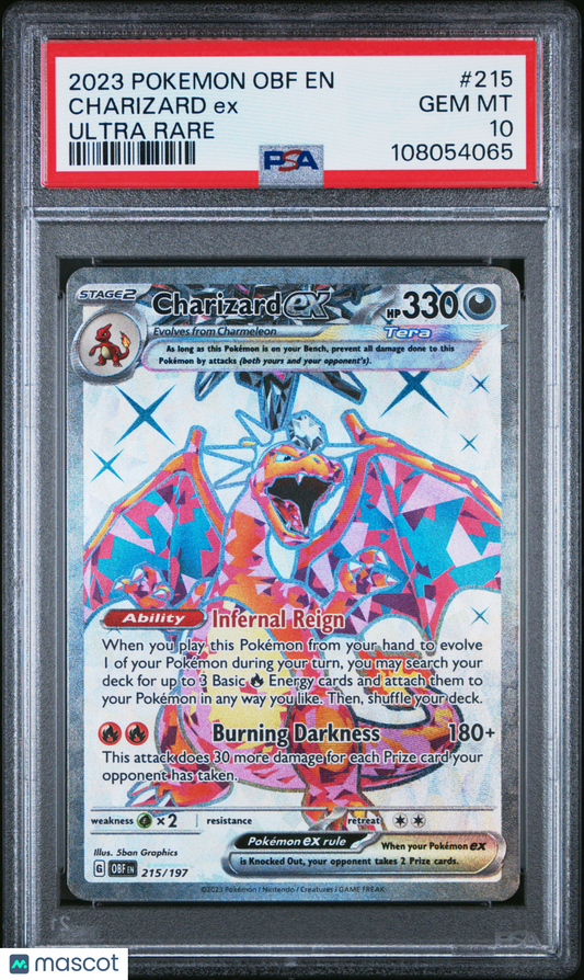 2023 Pokemon Obf EN-Obsidian Flames Charizard EX #215 Ultra Rare PSA 10