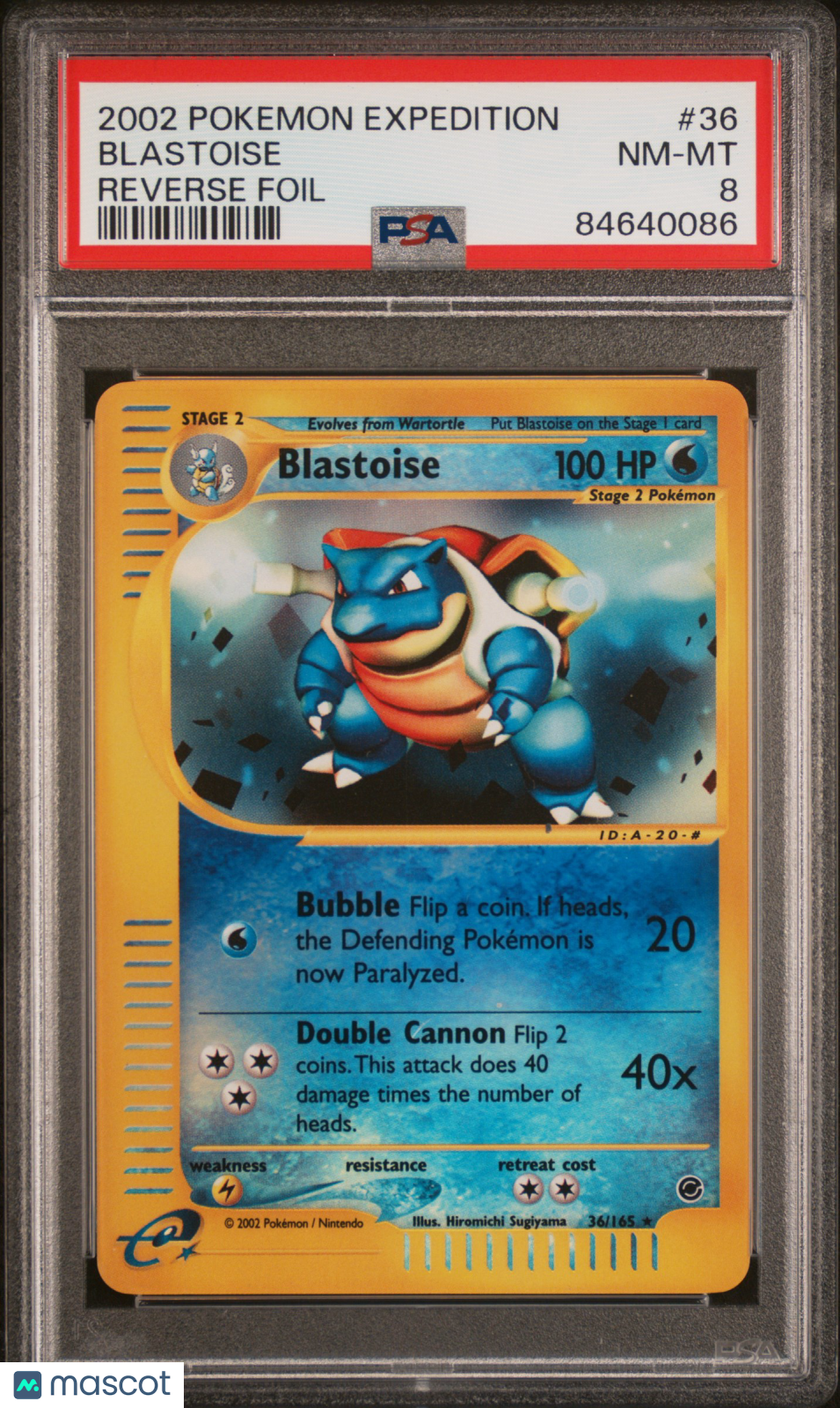2002 Pokemon Expedition Blastoise #36 Reverse Foil PSA 8