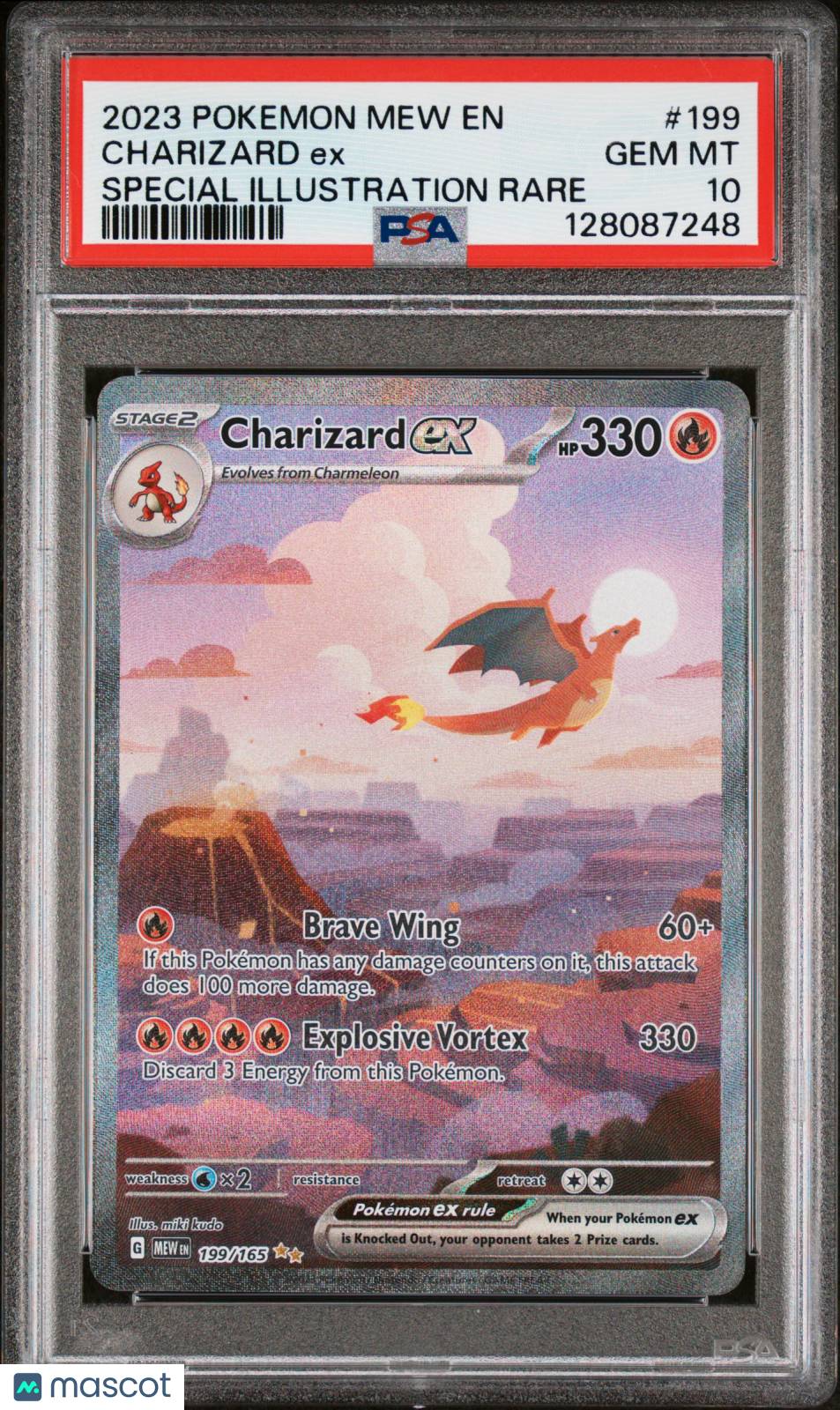 2023 Pokemon Mew EN-151 Charizard EX #199 Special Illustration Rare PSA 10