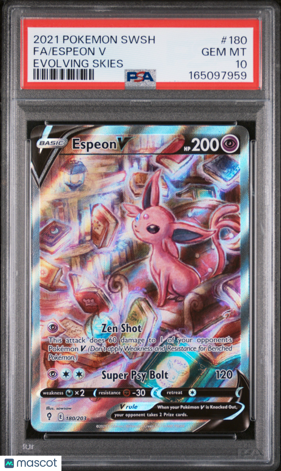 2021 Pokemon Sword & Shield Evolving Skies Espeon V #180 Fa Evolving Skies PSA 10