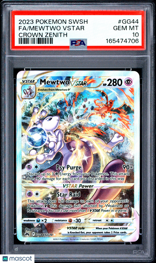 2023 Pokemon Sword And Shield Crown Zenith Mewtwo VSTAR #GG44 Fa Crown Zenith PSA 10