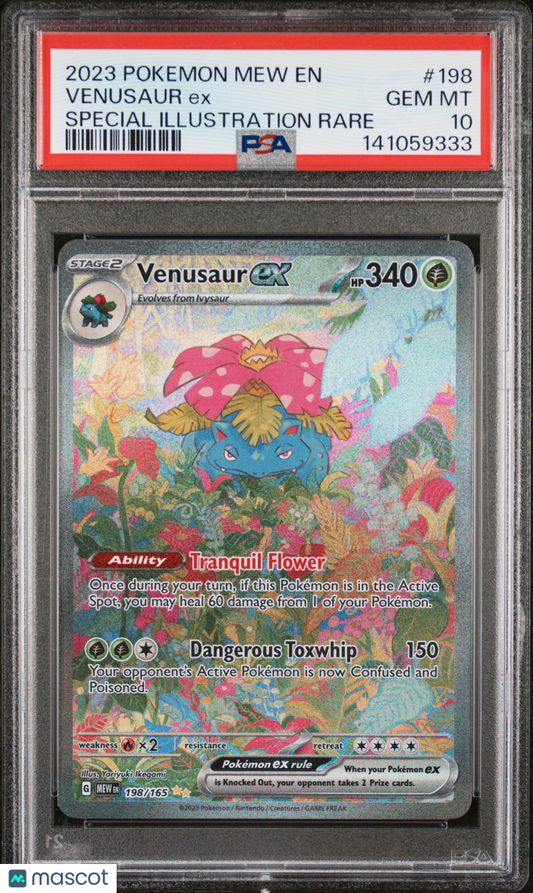 2023 Pokemon Mew EN-151 Venusaur EX #198 Special Illustration Rare PSA 10