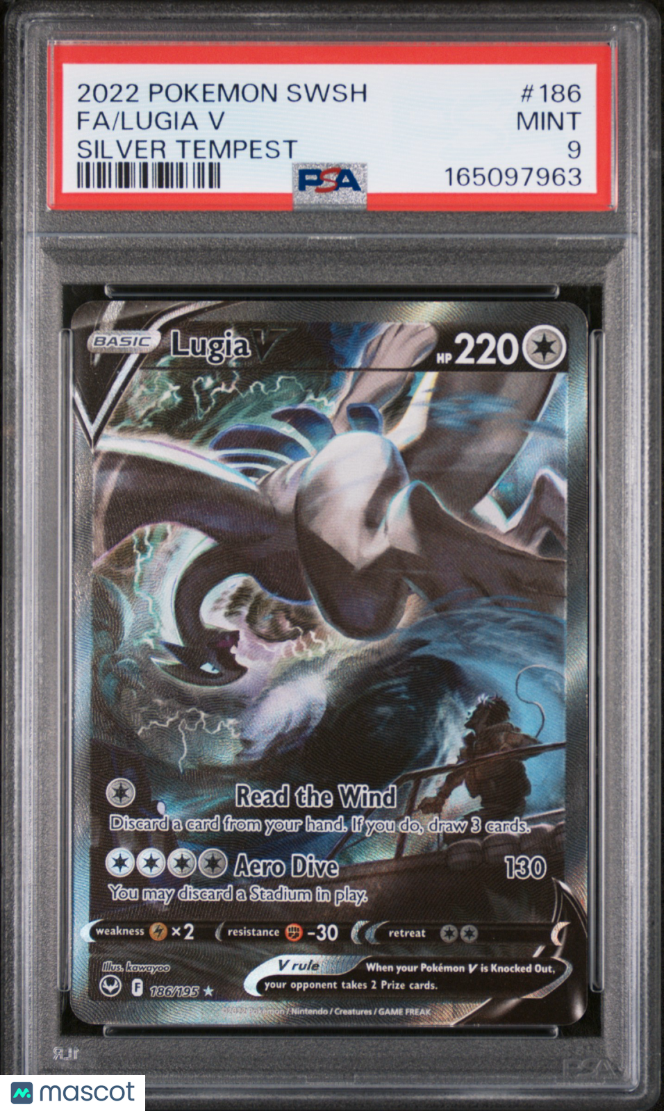 2022 Pokemon Sword & Shield Silver Tempest Lugia V #186 Silver Tempest Fa PSA 9