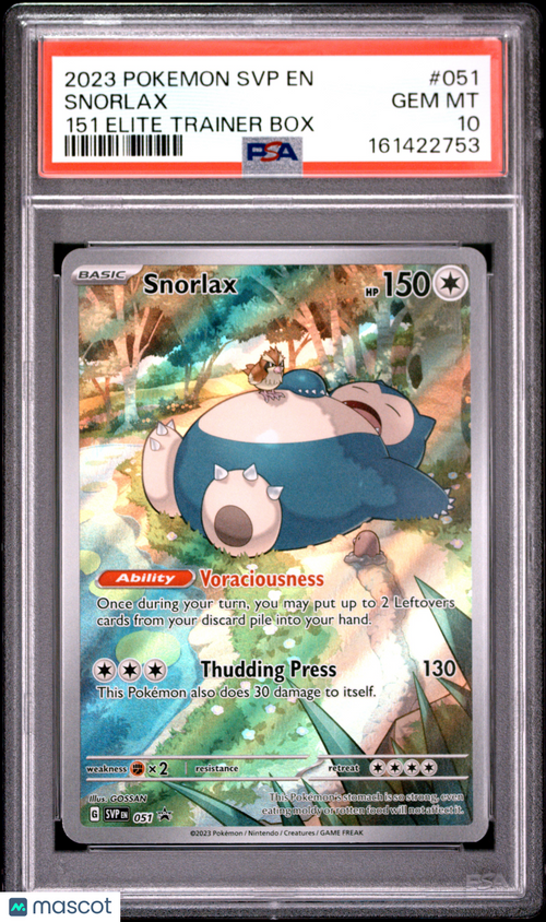 2023 Pokemon SVP EN-SV Black Star Promo Snorlax #051 151 Elite Trainer Box PSA 10