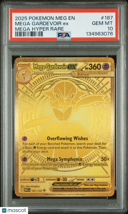 2025 Pokemon Meg EN-Mega Evolution Mega Gardevoir EX #187 Mega Hyper Rare PSA 10