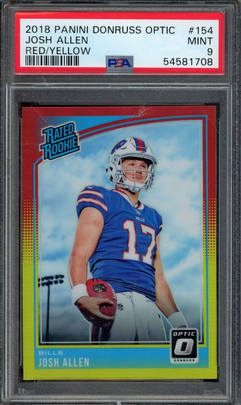 2018 Panini Donruss Optic Josh Allen #154 Red/Yellow PSA 9