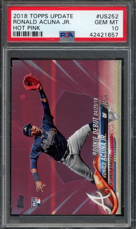 2018 Topps Update Ronald Acuna Jr. #US252 Hot Pink PSA 10