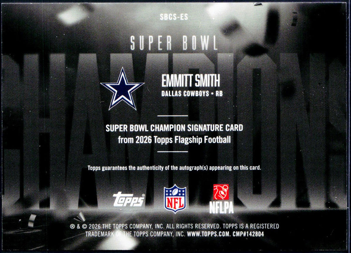Emmitt Smith 2026 Topps Super Bowl Champions On Card Auto