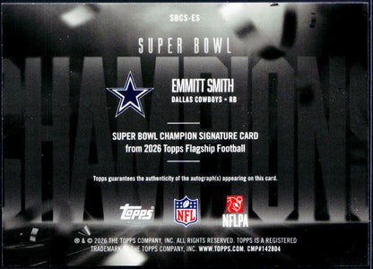Emmitt Smith 2026 Topps Super Bowl Champions On Card Auto