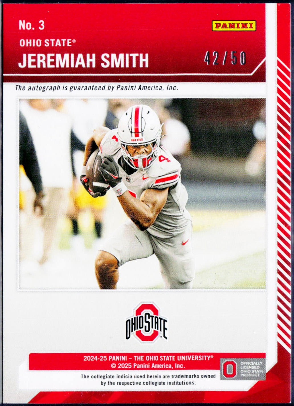 Jeremiah Smith RC 2024 Panini OSU Contenders Purple School Colors Rookie Auto SP 42/50