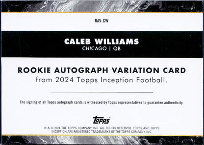Caleb Williams RC 2024 Topps Inception Green Rookie Auto SP 15/150