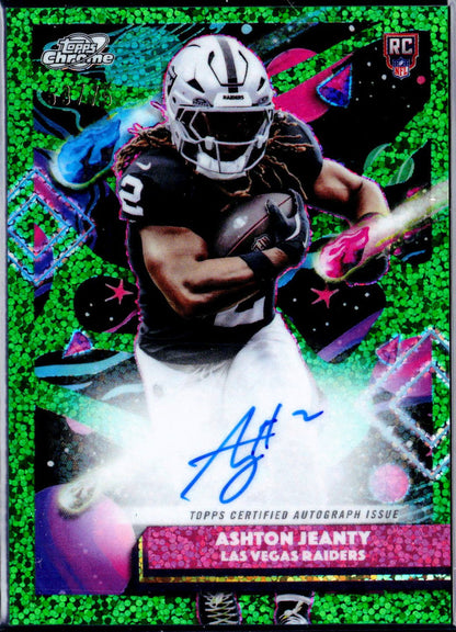 Ashton Jeanty RC 2025 Topps Cosmic Chrome Green Space Dust Rookie Auto SP 53/75