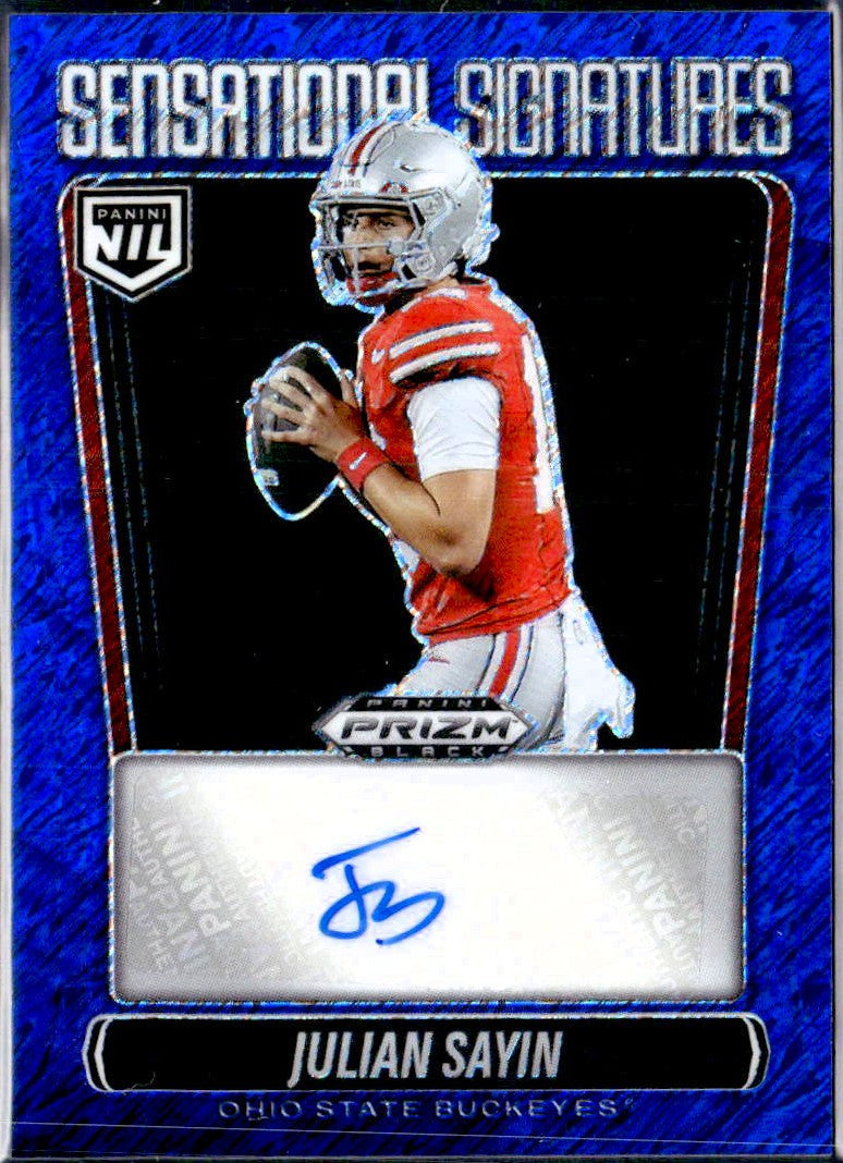 Julian Sayin RC 2025 Panini Prizm Black Blue Shimmer Sensational Rookie Auto SP 11/15