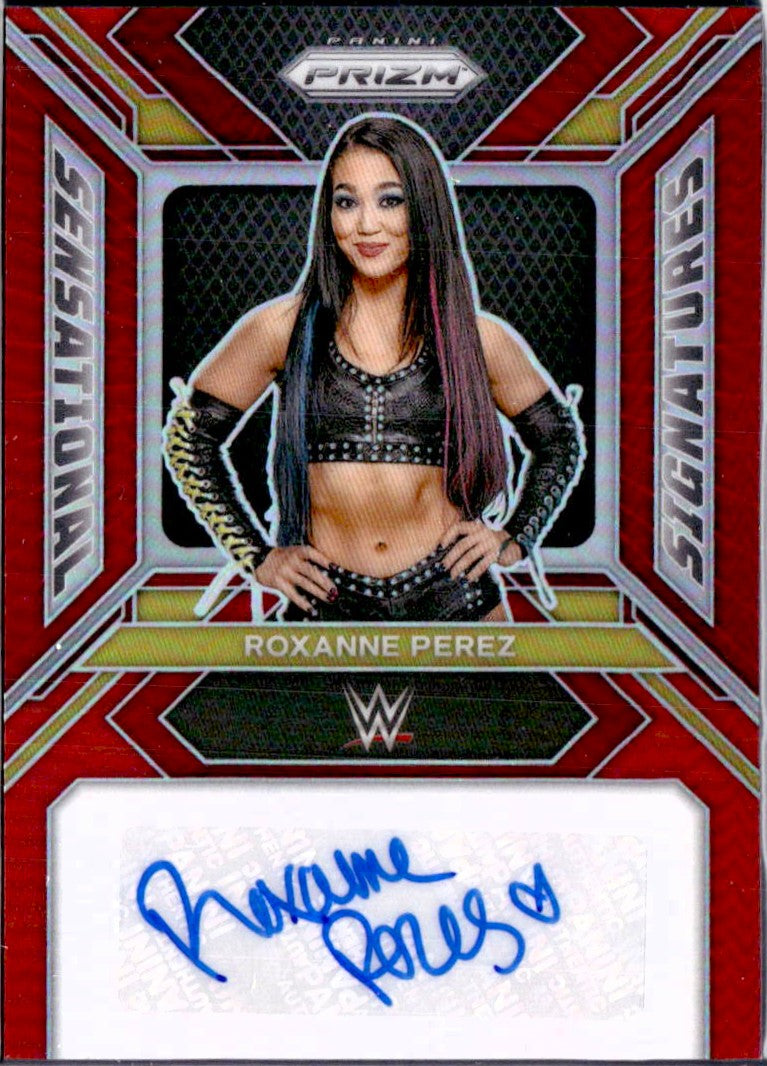 Roxanne Perez 2024 Panini Prizm WWE Red Sensational Auto SP 56/99