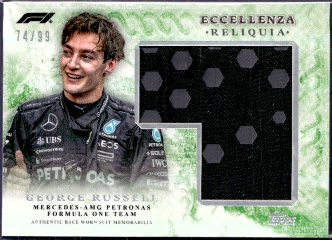 George Russell 2024 Topps F1 Eccellenza Green Race Used Patch SP 74/99