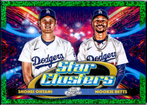 Shohei Ohtani Mookie Betts 2025 Topps Cosmic Chrome Green Space Dust Star Clusters SP 36/75