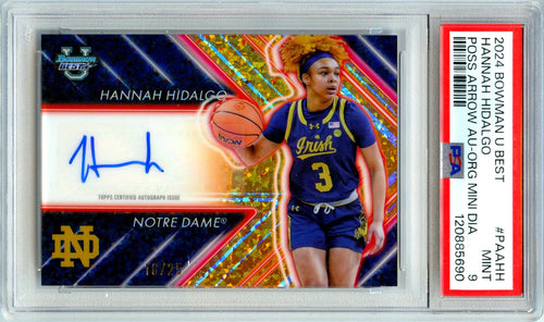 Hannah Hidalgo RC 2024 Bowman U Best Orange Mini Diamond Possession Arrow Rookie Auto 16/25 PSA 9