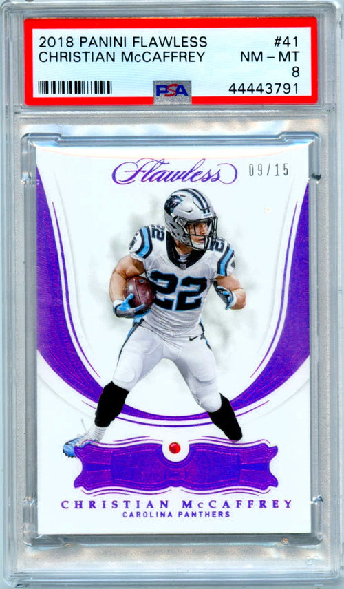 Christian Mccaffrey 2018 Flawless Sapphire Ruby SP 9/15 PSA 8